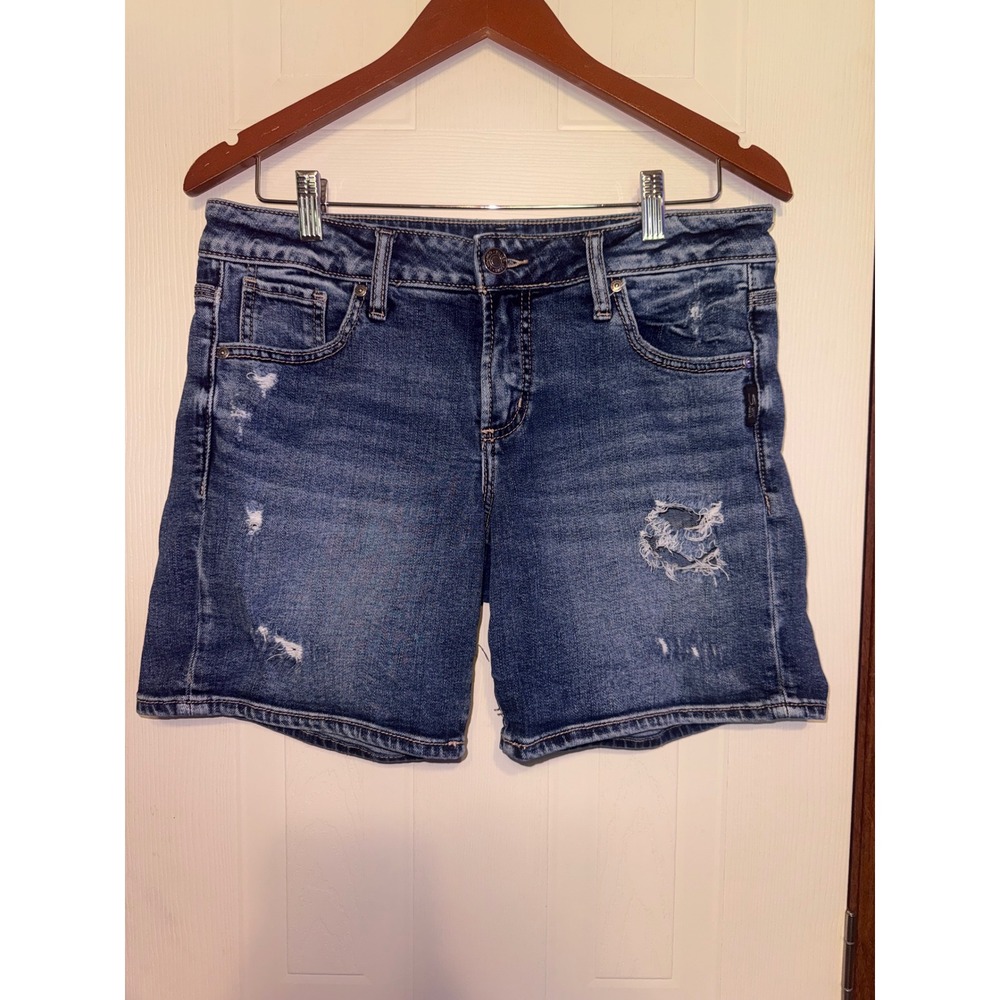 Silver Jeans Co Boyfriend Distressed Denim Shorts Size 27 L53608SCP307